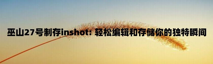 巫山27号制存inshot: 轻松编辑和存储你的独特瞬间