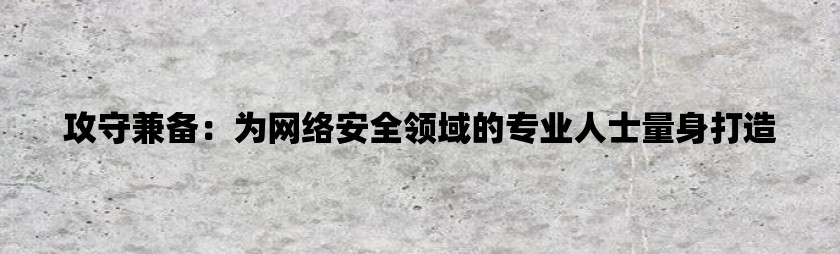 攻守兼备：为网络安全领域的专业人士量身打造